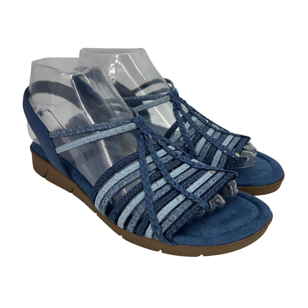 Impo Sandals Shoes Womens Size 7 Blue Brianna Stretch Strappy Wedge Comfort